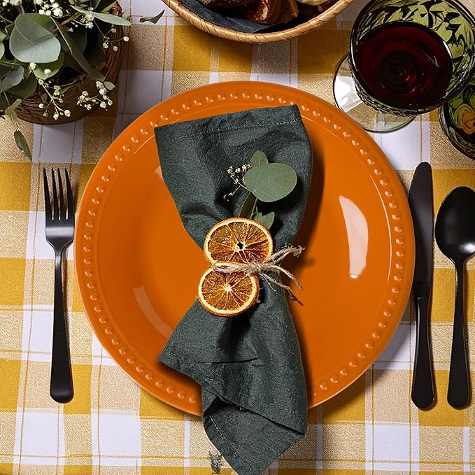 Melamine Beaded Dinner Plate Set of 6, BPA Free, Platter, Serving Dishes, Chip & Break Resistant, Lightweight, Great for Dining, Weddings & Everyday Meals (Fall, 11in (Pack of 6))