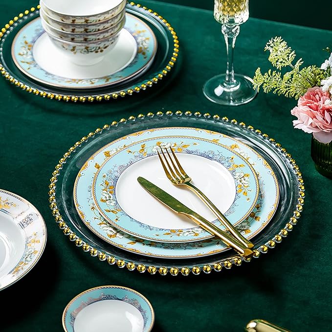Dinnerware Sets, 28Pc Bone China Dinnerware Sets for 6 Person, White Porcelain Dish Set Chip Resistant, Modern Tableware with Dinner Plate