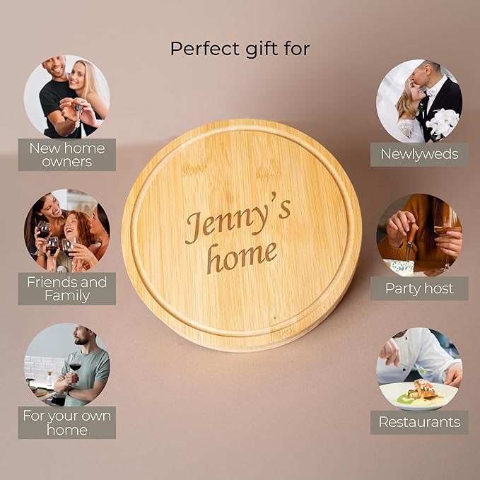 Custom engraved luxury charcuterie board & knife set/4pcs, personalized cheese chopping serving tray for fruits, food, dessert for table decoration, personalized gift for hostess (Your own text/logo)