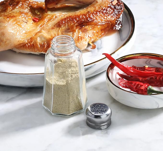 New Star Foodservice 22186 Glass Salt and Pepper Shaker with Stainless Steel Mushroom Top, 2-Ounce, Set of 12