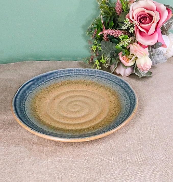 Ebros Gift Artistic Blue River Ao Nagashi Collection Dinnerware Serveware Kitchenware Set Asian Japanese Restaurant Supply (Pack Of 5 Round Dinner Plates 8.75" D)