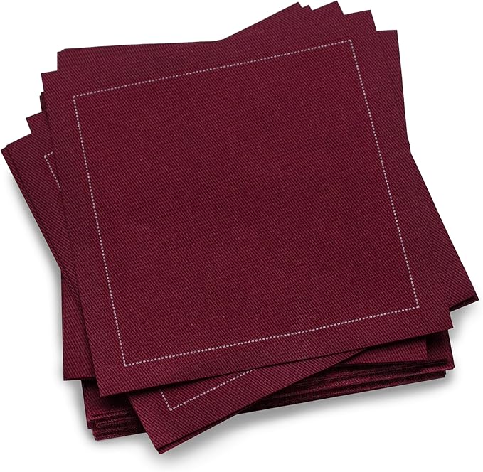 Five Star Cocktail Napkins, 50 Luxury Cotton Disposable Cocktail Party Napkins, 4.5" x 4.5" for Home Bars, Game Nights, Beverages, Birthdays, Weddings & Holidays, Pomegranate