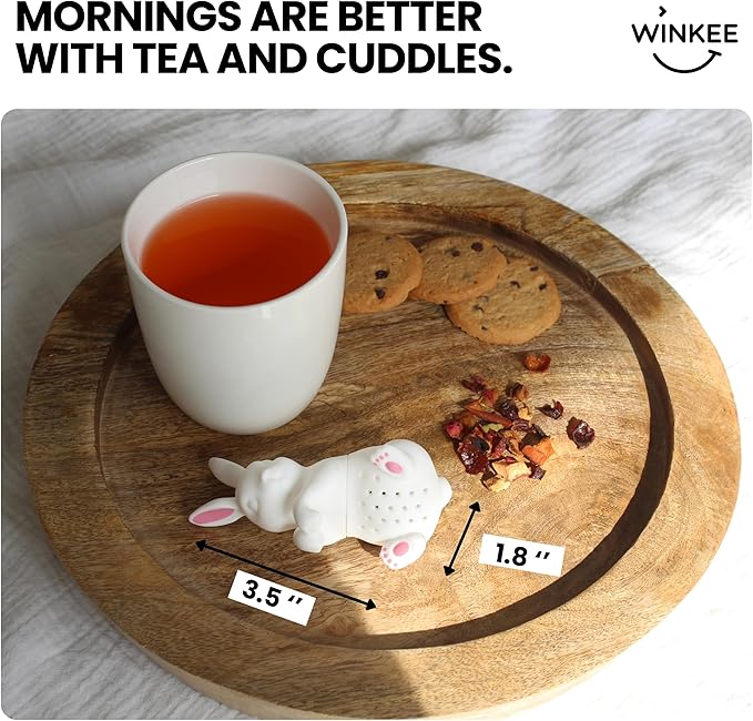 Winkee - Cute Animal Tea Infuser: Tea Egg for Loose Tea | Fun Tea Infuser | Tea Strainer for Cup | Silicone Spice Strainer | Animal-Shaped Tea Ball