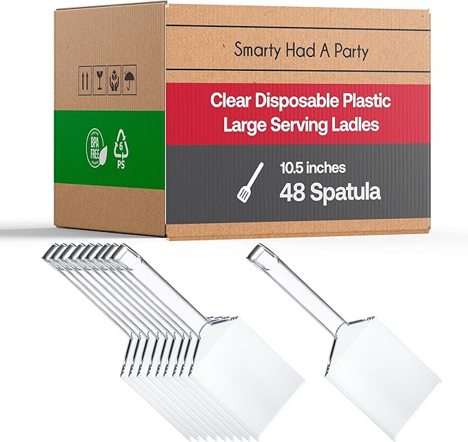 Disposable Plastic Serving Cutlery, Flatware Set, Dinnerware for Wedding, Birthday Party & Other Occasions (Clear, Spatulas (48 Spatulas))