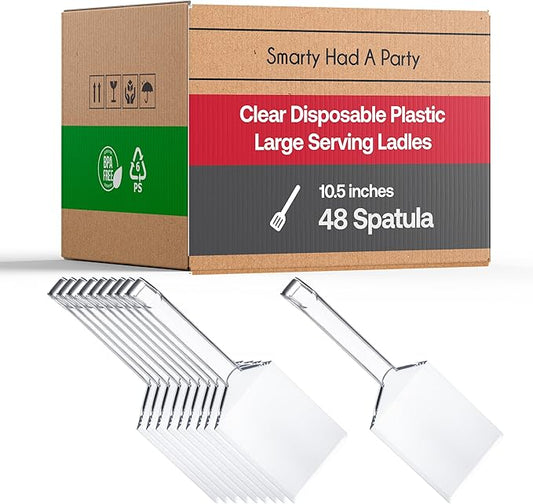 Disposable Plastic Serving Cutlery, Flatware Set, Dinnerware for Wedding, Birthday Party & Other Occasions (Clear, Spatulas (48 Spatulas))