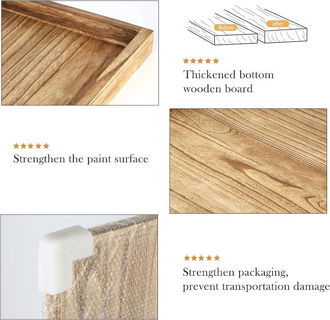 Extra Large Long Rectangle Ottoman Table Tray 40"x20" - Rustic Wooden Nature Serving Tray for Farmhouse Decorative Oversized Coffee Table Trays Living Room Kitchen Counter Breakfast