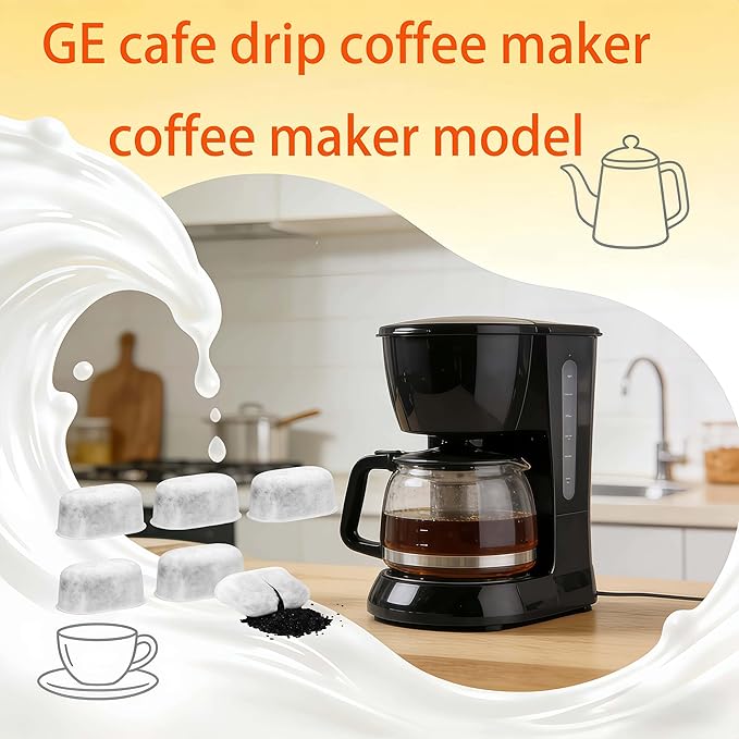 Coffee Maker Water Filter Fits Cafe Drip Coffee Maker UNIV1CFLTR6PK Coffee Charcoal Filter Pods G7CDABSSTSS, G7CDAASSTSS, C7CDAAS3PD3, C7CDAAS4PW3, 6 Pcs