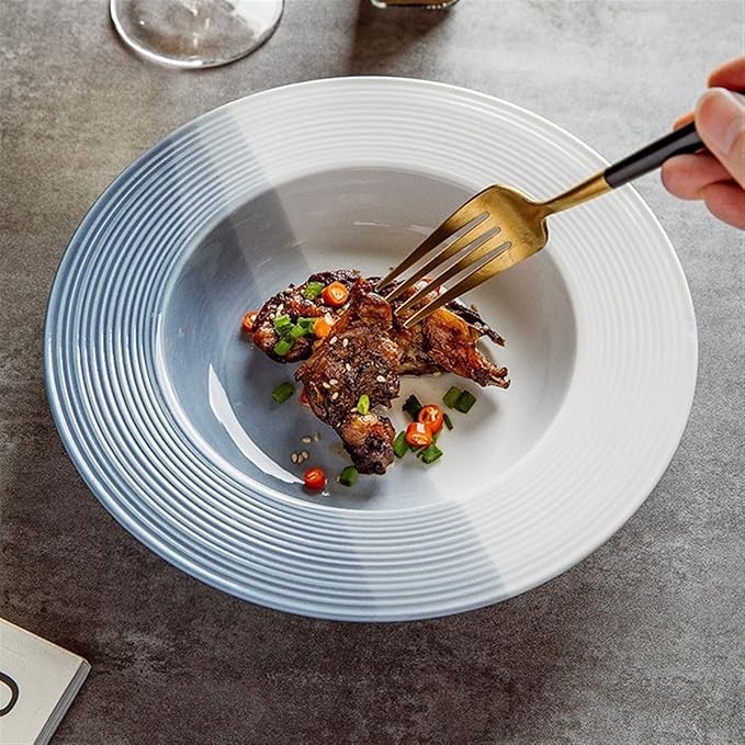 Dinner Plates Simple Ceramic Straw Hat Plate French Pasta Plate Soup Plate Deep Dish Salad Plate Commercial Plates Kitchen Dinnerware, Dingzhebo2022