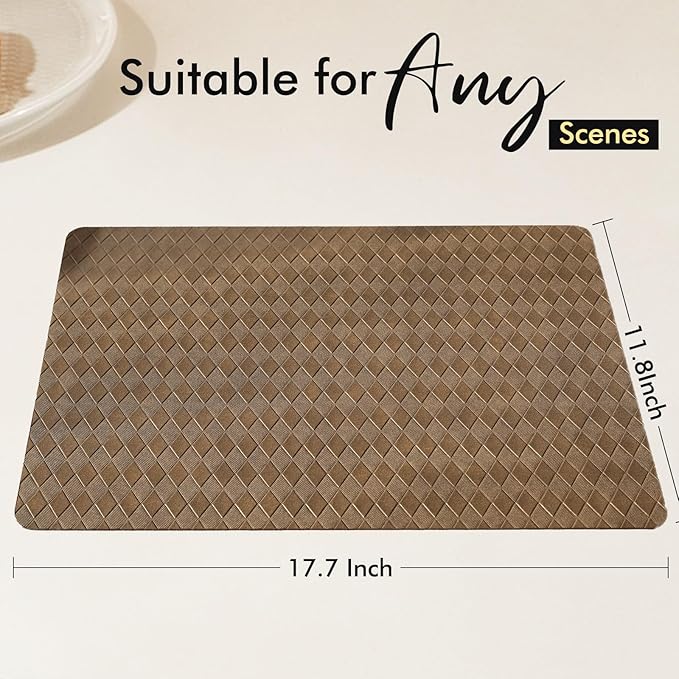 FAVE Faux Leather Place Mats Table Mats Set of 2 Heat Resistant Placemat for Kitchen Table Wipeable Placemats Fall Table Mats (Tan-2PCS)