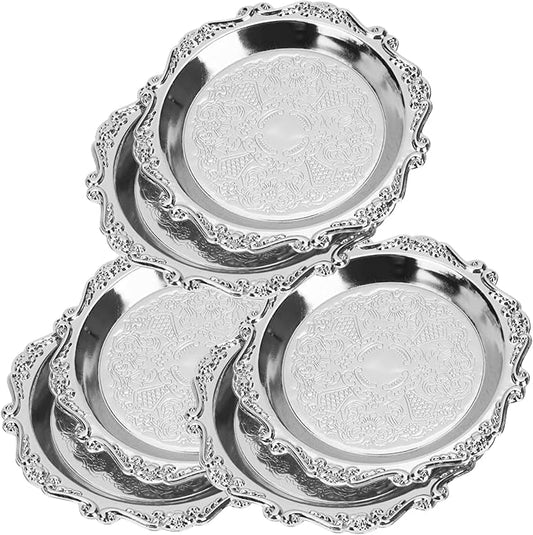 Garneck 6Pcs Mini Vintage Metal Snack Trays for Fruits Nuts Candy Food Serving Platters for Parties and Home Dining Elegant Silver Fruit Bowls for Appetizers and Dry Foods