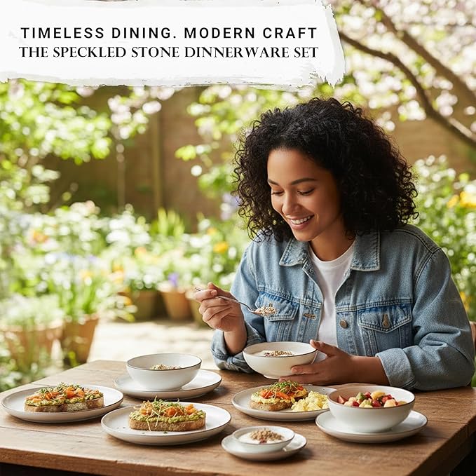 Dinner Set 16 PCS – Premium Ceramic Tableware in White – Includes 4 Dinner Plates, 4 Side Plates, 4 Rice Bowls & 4 Soup Bowls – Durable, Stylish & Microwave Safe
