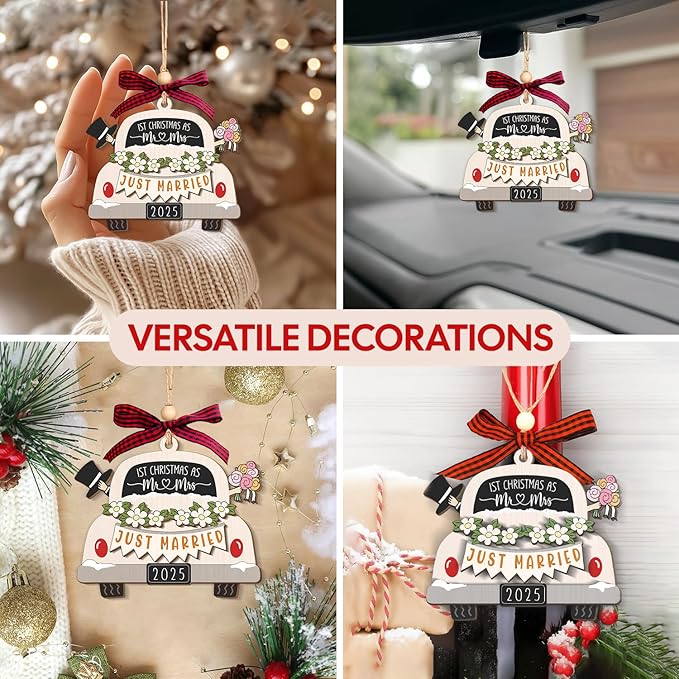 NewEleven Mr and Mrs Gifts - Wedding Gifts for Couples 2025, Just Married, Newlywed Keepsake - Wedding Ornament, Meaningful Gift from Friend, Family - Christmas Ornament