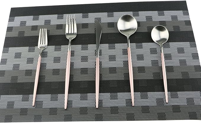 Flatware Set 18/10 Stainless Steel Matte Pink - Kitchen Utensil Serving Set of Dinner Fork Knife Spoons Salad Fork Dessert Spoon,20 Piece Set of 4, for Home Kitchen Restaurant Hotel (Pink)