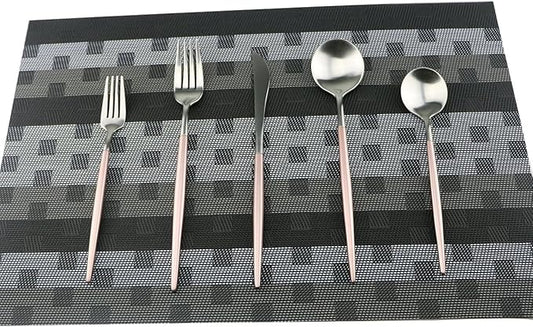 Flatware Set 18/10 Stainless Steel Matte Pink - Kitchen Utensil Serving Set of Dinner Fork Knife Spoons Salad Fork Dessert Spoon,20 Piece Set of 4, for Home Kitchen Restaurant Hotel (Pink)