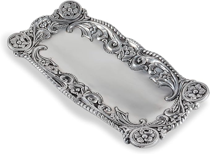 Arthur Court Western Pattern Concho Bread/Snack Serving Tray Parties Bar Dish - Cowboy/Cowgirl Silver Aluminum 6 inch x 12.25 inch