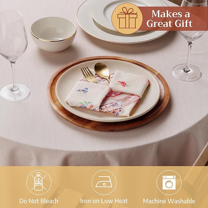Maison d' Hermine Cloth Napkins Set of 4 100% Cotton Soft & Durable Everyday Reusable Square Napkins Cloth Washable, Dinner, Cocktail Party, Wedding, Restaurant (Incing of The Cakes, 18" x 18")