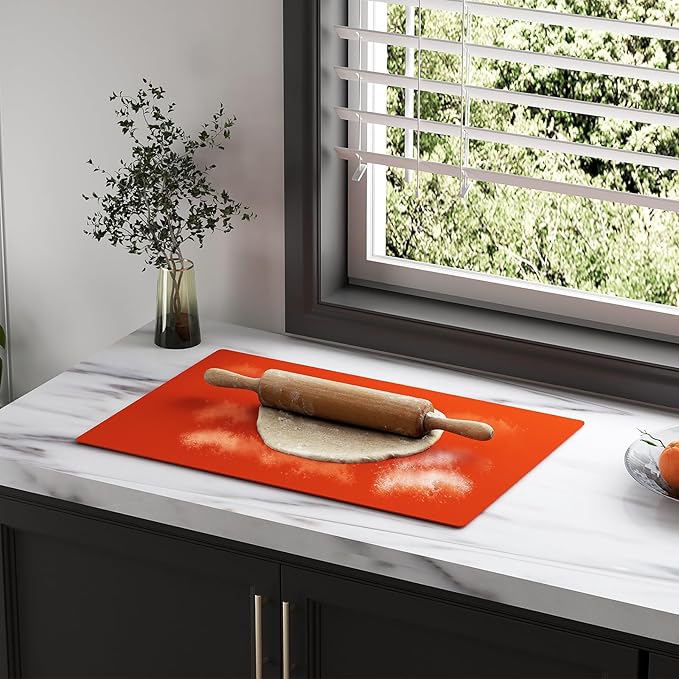 Silicone Counter Mat 40x60cm 2 Pack - High-Temp Resistant, Non-Slip Waterproof Pad for Kitchen Countertops, Sink & Stove (Orange)