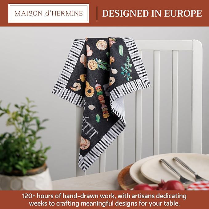 Maison d' Hermine Cloth Napkins Set of 4 100% Cotton Soft & Durable Everyday Reusable Square Napkins Cloth Washable, Dinner, Cocktail Party, Wedding, Restaurant (Just BBQ, 18" x 18")