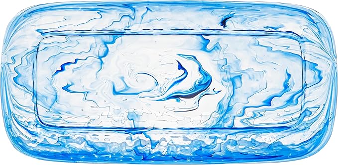 Aegean 17'' x 8.4'' Durable Acrylic Serving Tray, Shatter-Resistant and Dishwasher-Safe Indoor/Outdoor Plate to Serve Appetizers, Main Courses, Desserts, or Cheeses - Blue