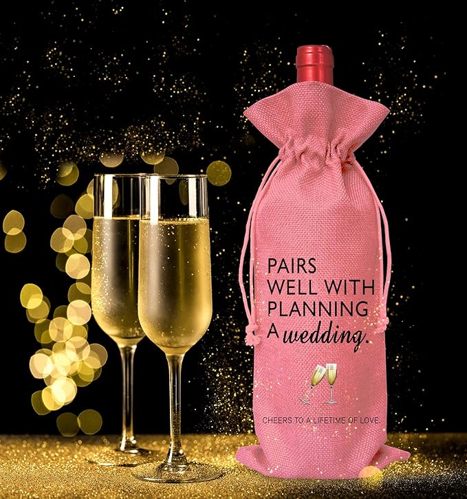 Wine Bag Wedding Gift for Mr and Mrs - Engagement Gift J14-Pink