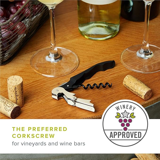 True Brands TrueTap Double Hinged Waiters Corkscrew, Top-notch Stainless Steel Opener with Foil Cutter Built to Last Wine Key Red, Set of 1