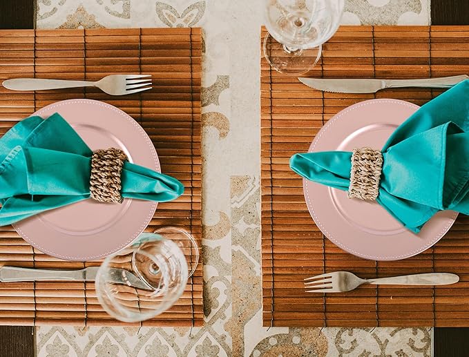 36 Pcs Rose Gold Charger Plates Round Charger Plates13 Inch Bulk Wedding Dinner Elegant Reusable Plastic Chargers Plates Wedding Holiday Party Baby Shower Event Decoration (Rose Gold)