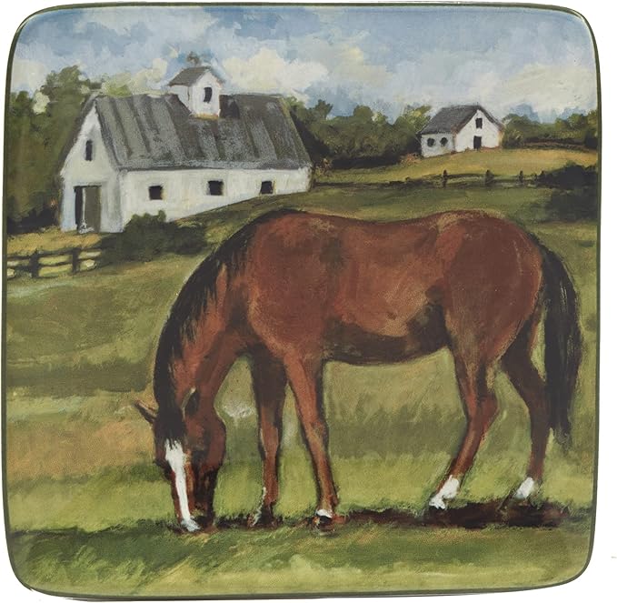 Certified International York Stables 6" Canape/Luncheon/Appetiser Plates, Set of 4 Assorted Designs