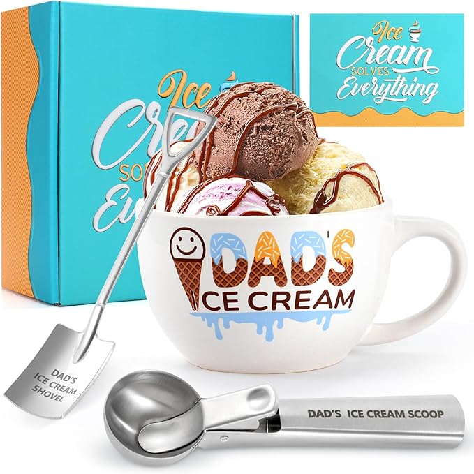Christmas Gifts for Dad from Daughter Son Dad's Gifts for Father's Day Birthday Ice Cream Bowl and Scoop Dad's Ice Cream Bowl Shovel Set Present