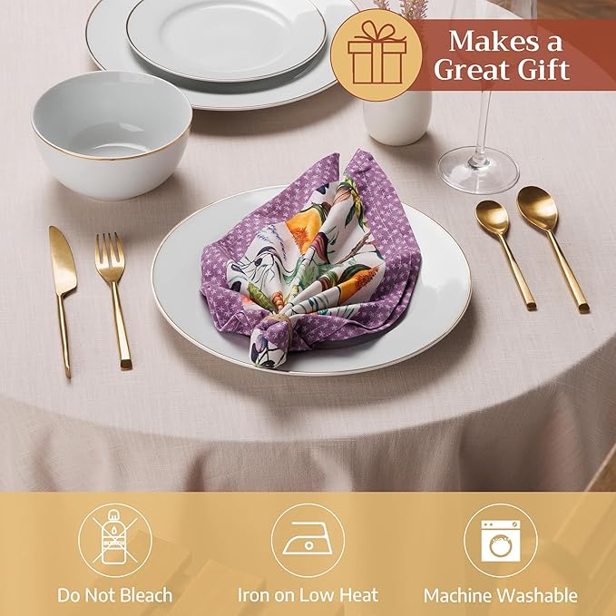 Maison d' Hermine Cloth Napkins Set of 4 100% Cotton Soft & Durable Everyday Reusable Square Napkins Cloth Washable, Dinner, Cocktail Party, Wedding, Restaurant (Cavaillon, 18" x 18")