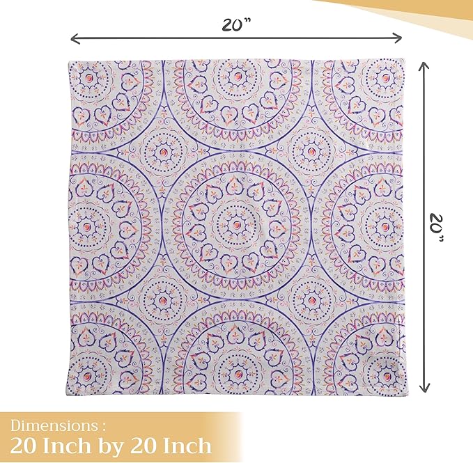 Maison d' Hermine Cloth Napkins Set of 4 100% Cotton Everyday Reusable Square Napkins Cloth Washable, Dinner, Party, Wedding, Restaurant, Spring/Summer (Mandala, 20" x 20")