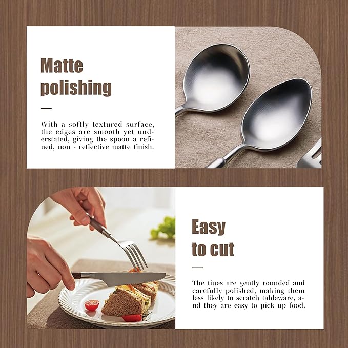 8-piece wooden handle silverware set service for 2 people, flatware set, cutlery sets, utensil set, 18/8 stainless steel home use hotel banquets Wooden Handle Spoons And Forks Set