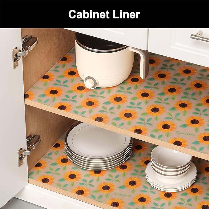 Cooyes Shelf Liner – Premium Non-Adhesive Cabinet & Drawer Liner for Kitchen – Waterproof Shelf Paper with Modern Pattern – Durable EVA Cabinet Mat – Easy to Cut （17.5" W x 78.7" L）