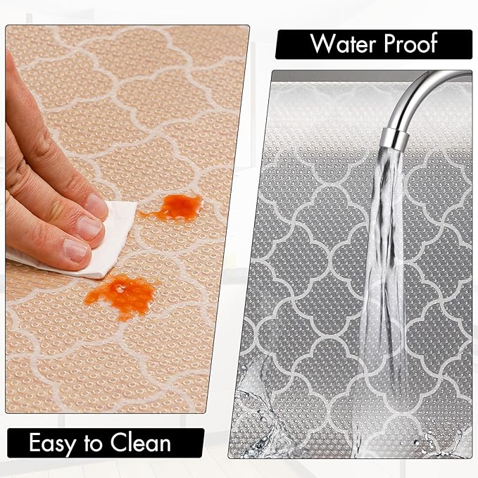 Cooyes Shelf Liner – Premium Non-Adhesive Cabinet & Drawer Liner for Kitchen – Waterproof Shelf Paper with Modern Pattern – Durable EVA Cabinet Mat – Easy to Cut (23.6" W x 118" L)