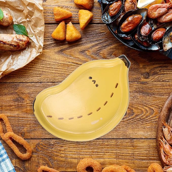 COHEALI Creative Cute Banana-shaped Ceramic Serving Plate for Fruit and Snacks Hand-painted Dish for Sauces and Appetizers Stylish Platter for Home Kitchen Use