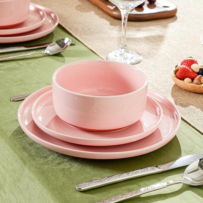 26 OZ Cereal Bowl,6 Inch Ceramic Bowl Sets for 4,Suitable for Breakfast, Soups, Oatmeal, Ramen, Pho, Udon and Ssoba,Dishwasher & Microwave Safe, Handcrafted Bowls Sets,Elegant Pink