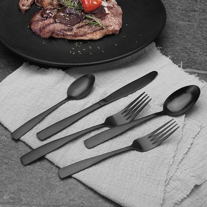 Vanys 40-Piece Silverware Set, Satin Finish Flatware Cutlery Set Service for 8, Knives/Forks/Spoons Included, Dishwasher Safe