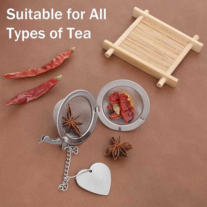 2 Pack Stainless Steel Mesh Tea Infuser with 1 Pack Bonus Tea Scoop Clip, Premium Fine Mesh Tea Ball Filter Upgraded Tea Diffusers Steeper for Loose Leaf Tea Spices Seasonings