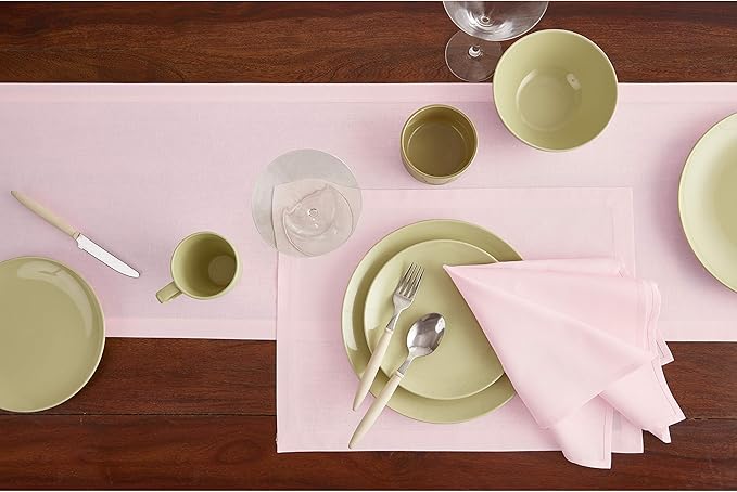 Solino Home Pink Cloth Napkins Set of 4 - Dru Cotton Linen Dinner Napkins 20 x 20 Inch for Christmas, New Year - Handcrafted and Machine Washable