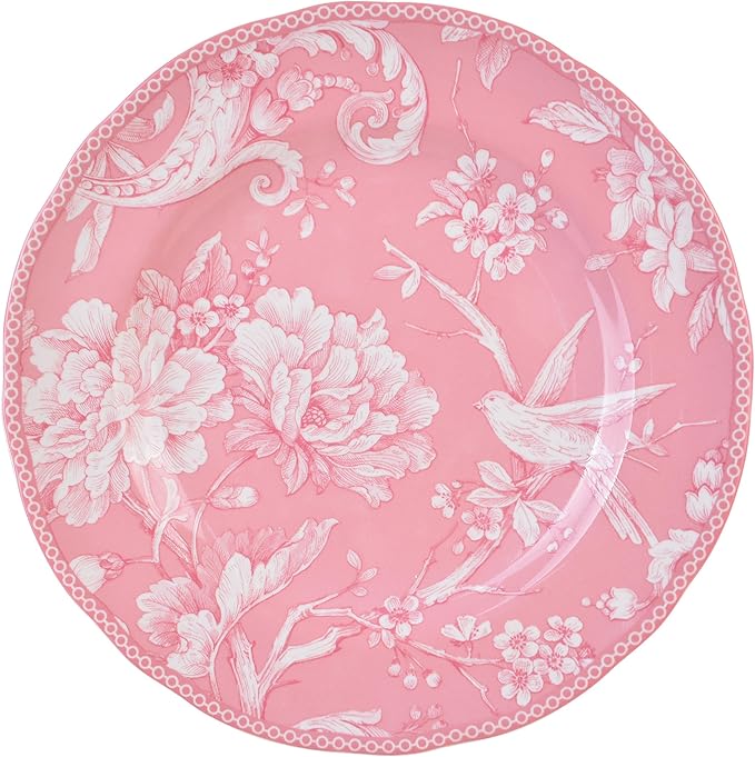 222 Fifth Adelaide Blush 12-Piece Pink Porcelain Dinnerware Set – Service for 4, Plate & Bowl Set, White with Pink Floral Pattern, for Daily Dining & Entertainment, Microwave & Dishwasher Safe