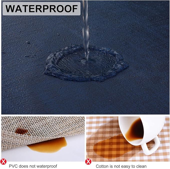 homing Faux Leather Heat Resistant Placemats 12 Packs, Waterproof Wipeable Dining PU Place Mats for Indoor & Outdoor, Easy to Clean, Dark Navy Blue