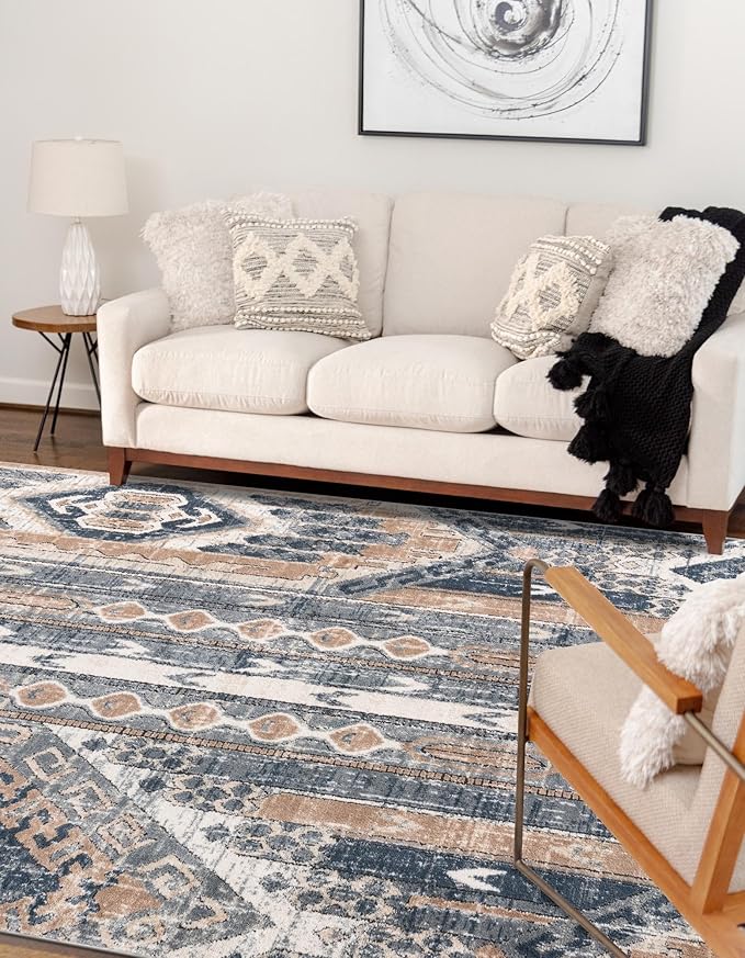 Rugs.com Oregon Collection Rug – 3x5 Navy Blue Low-Pile Rug Perfect for Entryways, Kitchens, Breakfast Nooks, Accent Pieces