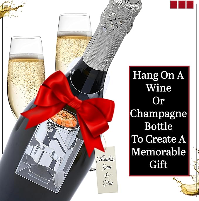 Wine Stopper & Champagne Stopper All In One - Patented Seal, Preserves Bubbles & Taste for Prosecco, Cava, and Wine – 1 Pro Grade Evan James Bottle Stopper With Hanging Gift Box