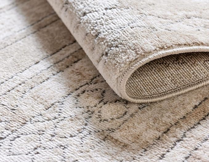 Rugs.com Oregon Collection Rug – 7' x 10' Ivory Low-Pile Rug Perfect for Living Rooms, Large Dining Rooms, Open Floorplans