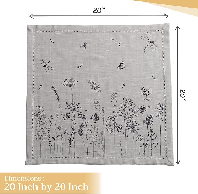Maison d' Hermine Cloth Napkins Set of 4 100% Cotton Everyday Reusable Square Napkins Cloth Washable, Dinner, Party, Wedding, Restaurant, Spring/Summer (Flore, 20" x 20")