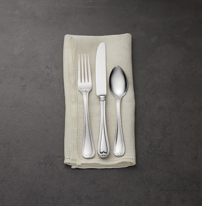 Lenox Silverware Set, Vintage Jewel 20-Piece Flatware Set, Service For 4, 18/10 Stainless Steel, Dishwasher Safe, Knives Spoons And Forks Set, Home And Kitchen Utensils (Silver, 20 Piece)