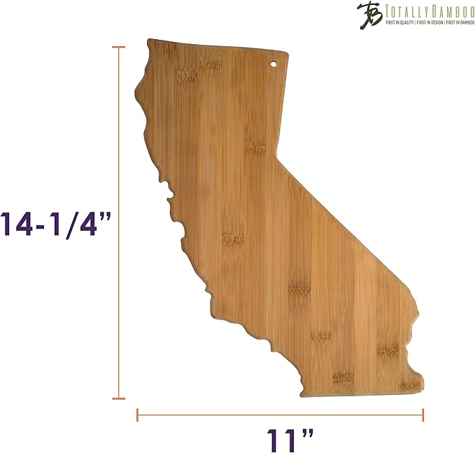 Totally Bamboo 20-7962CA California State Shaped Bamboo Serving and Cutting Board