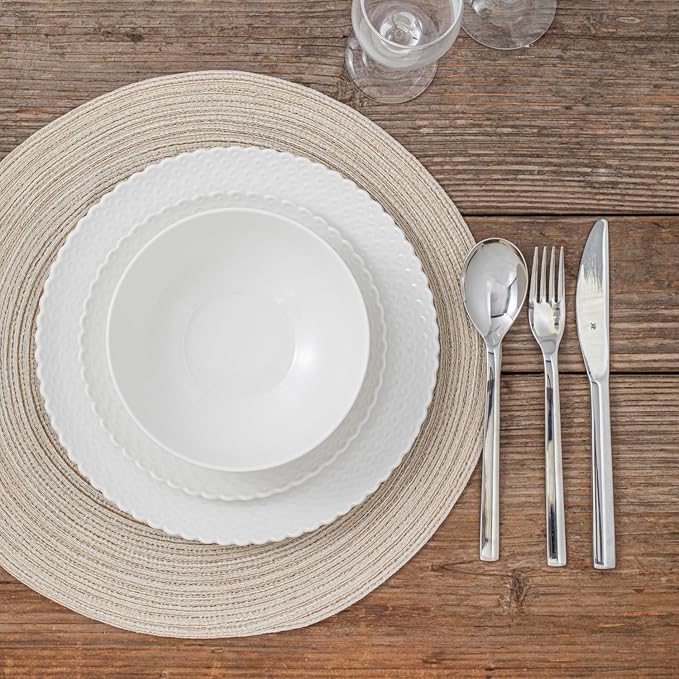 16 Piece Dinnerware Sets with Dishes, Bowls and Plates, Porcelain Dinner Set for 4, White, Glossy, Round, All Occasions