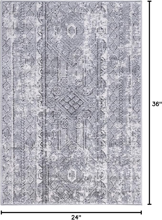 Rugs.com Oregon Collection Rug – 2' 2 x 3' Gray Low-Pile Rug Perfect for Living Rooms, Large Dining Rooms, Open Floorplans