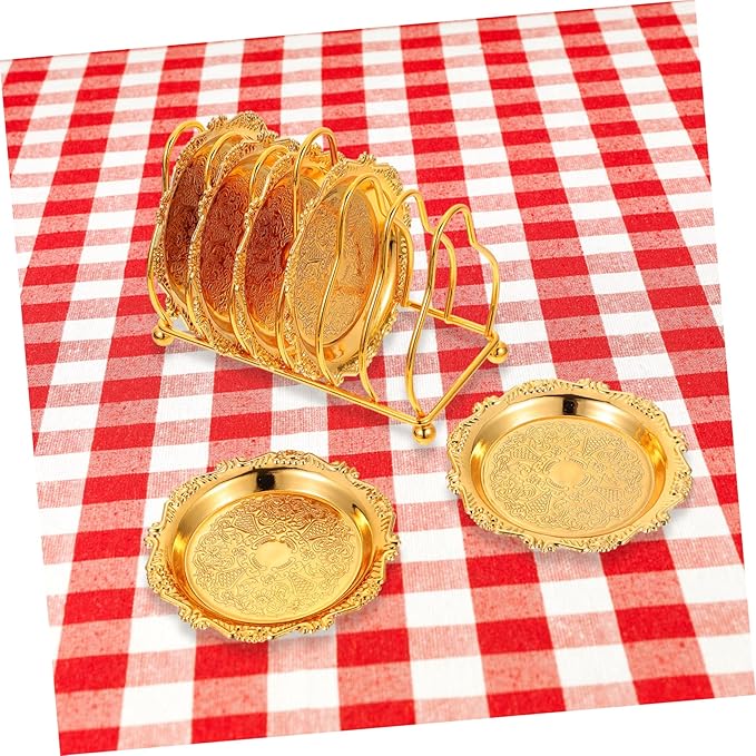 POPETPOP Golden Mini Snack Dish Set with Silver-Plated Rack Creative Food Serving Tray for Parties and Gatherings for Fruits and Appetizers