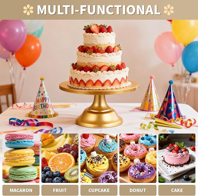 3 PCS Gold Cake Stand Set, Dessert Table Display Set with Wedding Cupcake Stand and Cake Stands for Party, Wedding, Birthday, Anniversary, Baby Shower, Thanksgiving, Christmas